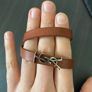 Ysl double-wrap leather bracelet